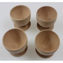 efo Wooden Egg Cups - Boiled Egg Holder - Easter Egg Cup Set of 4 - DIY Unfinished Wood Decor - Kids Arts and Crafts - Easter Toy - Beach Wood Egg Holder