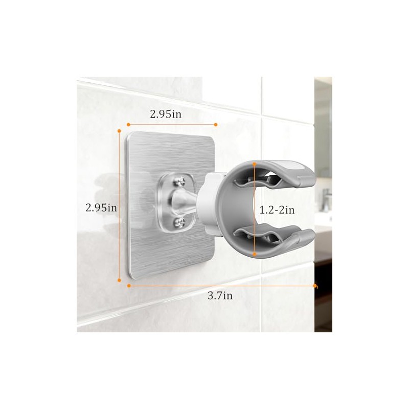 Adjustable Shower Head Holder Adhesive & Drill 2-in-1 with 360°