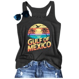 Gulf of Mexico T Shirt Women Gulf of Mexico Tank Top Vintage Beach Graphic Tee Summer Vacation Sleeveless Shirt
