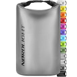 Nordlight Dry Bag 10 L Waterproof Bag – (Grey) Waterproof Pack Bag with Roll Top Closure and Shoulder Strap for Swimming, Bathing, Beach, Canoeing, Stand-Up Paddling, Diving