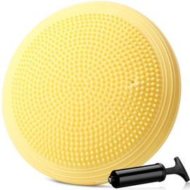 Libima Inflated Wobble Cushion Wiggle Seat for Sensory Kids Flexible Seating for Classroom Elementary Sensory Seat Balance Disc with Pump for Kids Adults Office School Home (Macaron Yellow)