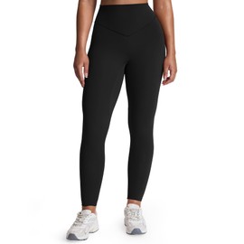 Aoxjox High Waisted Workout Breeze Leggings for Women Tummy Control Buttery Soft Yoga Pants 24" (Black, Medium)