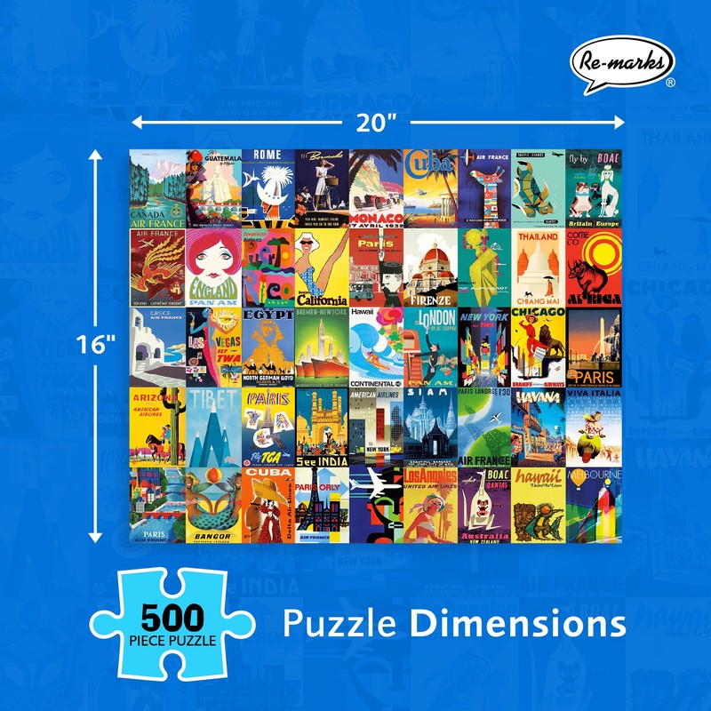 Re-marks Travel Posters, Poster Puzzle, 500-Piece Jigsaw Puzzle for All
