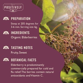 Organic Positively Botanicals Company, Elderberry, Herbal Tea Loose Leaf Botanical, 4 Ounce