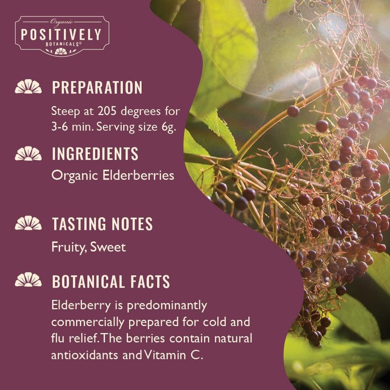 Organic Positively Botanicals Company, Elderberry, Herbal Tea Loose Leaf Botanical,