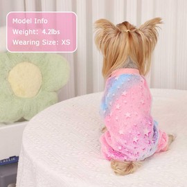 Pajamas for Small Dogs, Glow in Dark Tie Dye Unicorn Dog Sweater, Super Soft Velvet Material Chihuahua Yorkie Tiny Dog Clothes Outfits (Small,Star)