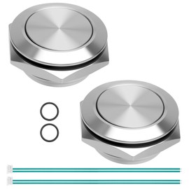 2 Ultra Flat Stainless Steel Push Buttons, Rustproof, IP67 Waterproof, Installation Diameter 19 mm, for Outdoor and Indoor Use, Long Service Life of Machines, Touch Switch Push Button 12 V