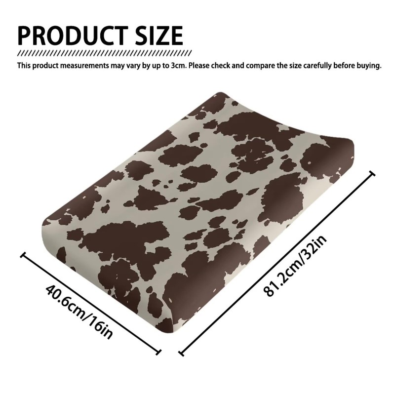 HUISEFOR Cow Print Changing Pad Cover Brown Diaper Changing Pad