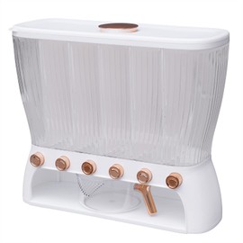 lkoewqzamx 22.05lbs Dry Food Dispenser, 6 Grid Beans Grains Storage, W/Rice Hopper, Removable Lid, For Store Flour, Sugar, Rice, Cereals, Nuts, Beans, Coffee