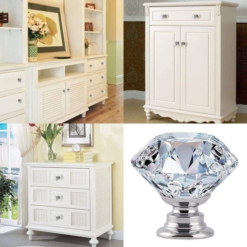 OctinPris 20pcs 30mm Crystal Glass Knobs Door Drawer Wardrobe Pull