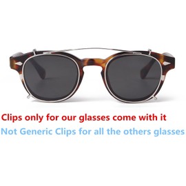 ADE WU Clip on over Glasses Sunglasses Polarized Vintage Small Round Clipon Sunglsses for Women Men Fashion Unisex Style(Tortoise Glasses Frame + Grey lense)