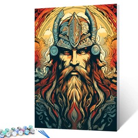 Tucocoo Vikings Knight Paint by Number for Adults, Easy DIY Oil Painting Kits on Canvas with Brushes and Acrylic Pigment, Medieval Warrior Graffiti Picture for Home Decor Gifts 16x20inch (Frameless)