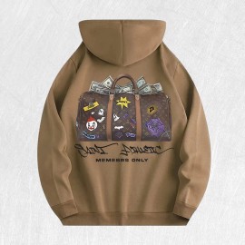 Saint Athletic Money Bag Graphic Hoodie 100% Cotton US Warehouse 6 ColorsColor: Khaki, Size: 2 XL