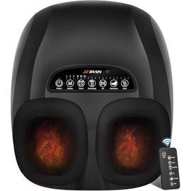 JZBRAIN Foot Massager with Heat : Shiatsu Electric Foot Massagers Machine with Vibration & Compression for Plantar Fasciitis & Neuropathy - Relax for Home Office Use
