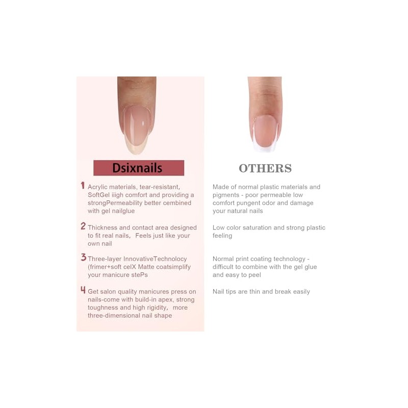 Dsixnails Uñas postizas de gel francés morado, 150 unidades, uñas
