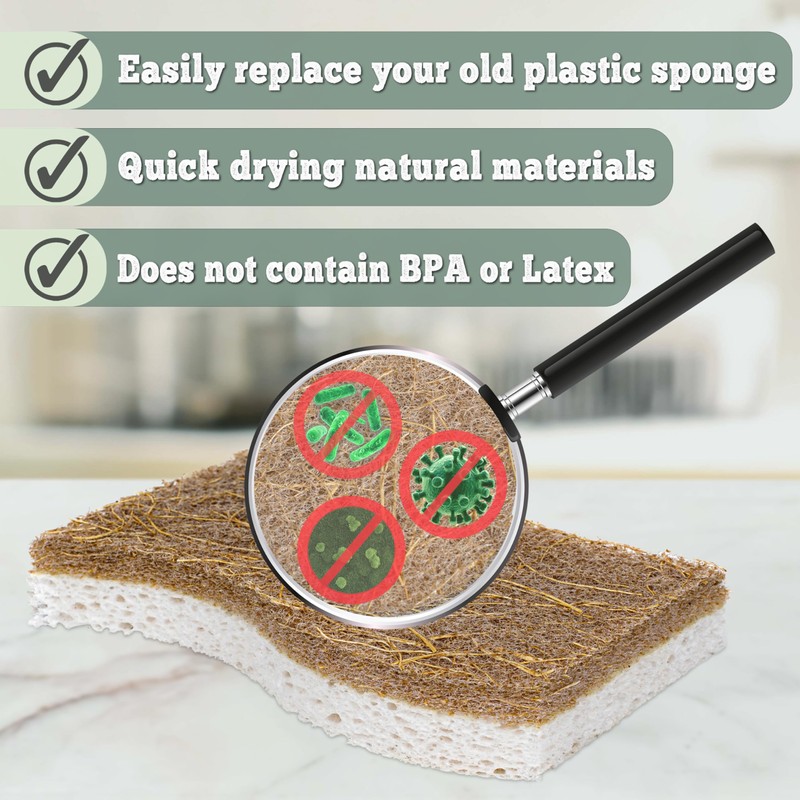Natural Kitchen Sponge - Biodegradable Compostable Plant Based Coconut Scrubber