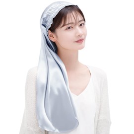 COCOSILK Silk Nightcap for Long Hair, Silk Cap, Tubular Nightcap, Long Hair, 100% Silk, Tubular, Long Hair, Tubular, light purple