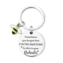 Bee Keychain Teacher Gifts Keychain Inspirational Gifts Cute Bee Accessory Keyrings for Men Women Colleagues Graduation Farewell Birthday Leaving Bag Purse Wallet Backpack Accessories