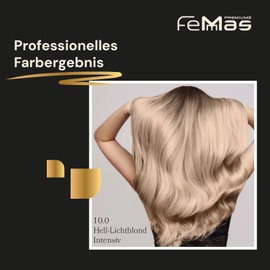 Femmas Hair Colour Set Light Blonde Intensive 10.0 I Hair Colour Cream 100 ml + Oxycream 100 ml 9% I Permanent Hair Colouration + Developer I Gentle & Long Lasting I Salon Hair Colour for Home
