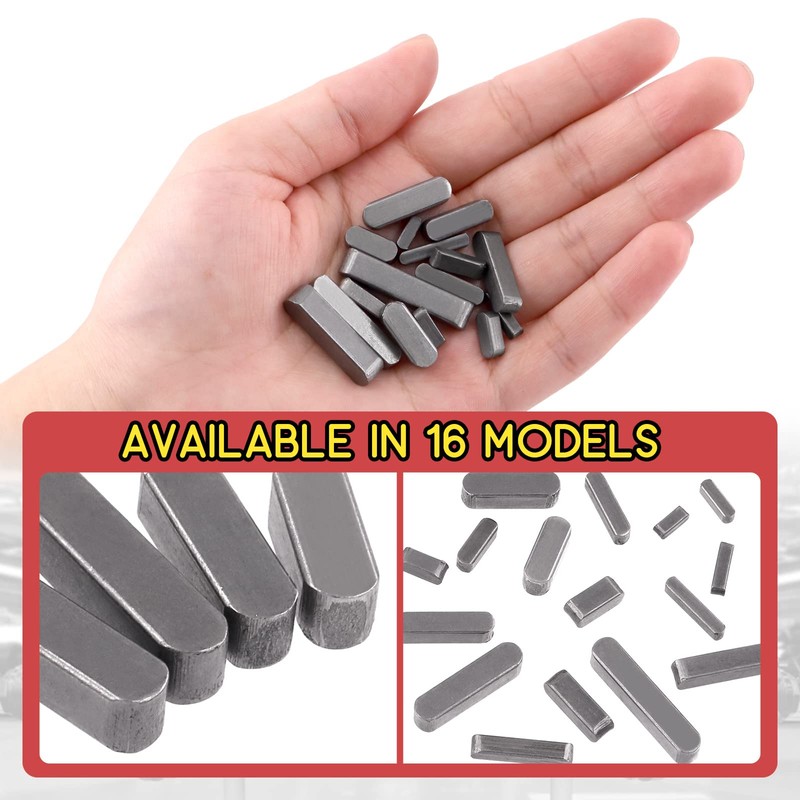 Hilitchi 144pcs 16 Sizes Carbon Steel Round Ended Feather Key