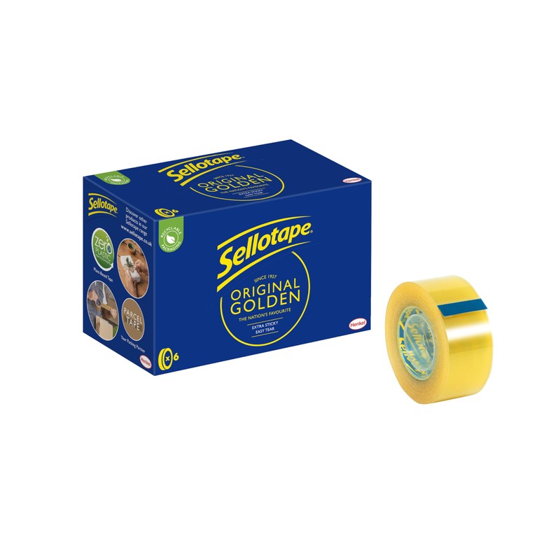 Sellotape Original Golden, Multi-Purpose Clear Tape for Household Objects, Clear