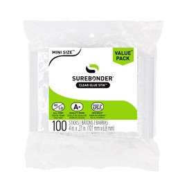 Surebonder Surebonder DT-100 Made in the USA All Purpose Stik-Mini Glue Sticks-All Temperature-5/16"D, 4"L Hot Melt Glue Sticks-100 Sticks per bag, Clear