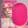 Hot Pink Short Bob Wig with Bangs,12 Inch Short Straight