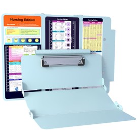 Nursing Clipboard - Foldable Aluminum 3 Layers Edition with Cheat Sheets, Low Profile Clip & Pen Clip for Nurses and Doctors (Mint)