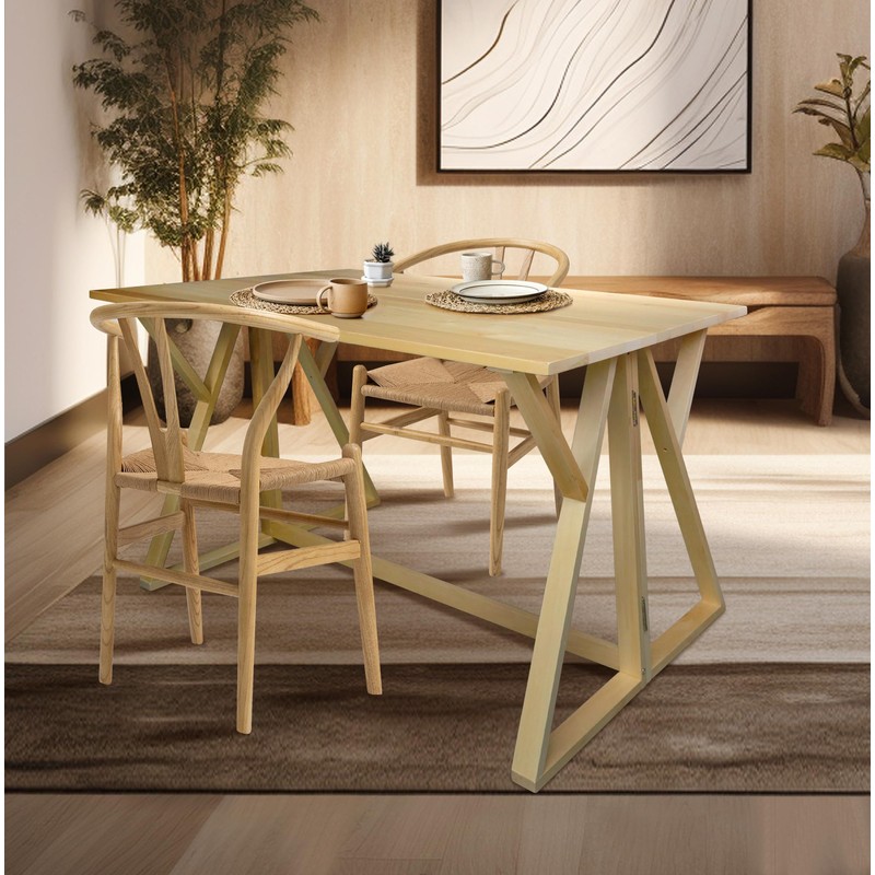 American Trails Solid Wood Folding Convertible Dining Console Table, Natural