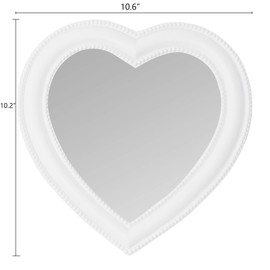 ZYGNHMO Heart Shape Makeup Mirror Wall Mounted Mirror with Hanging Hole for Home Room Decoration Birthday Gift Valentine's Day Gift for Girl,10.6x10.2inch (White)
