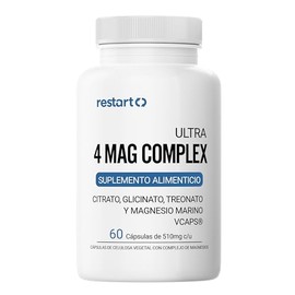 Restart Ultra 4 Mag Complex | Complejo con Citrato, Glicinato, Treonato y Magnesio Marino | Alta Biodisponibilidad y Calidad Certificada en Laboratori