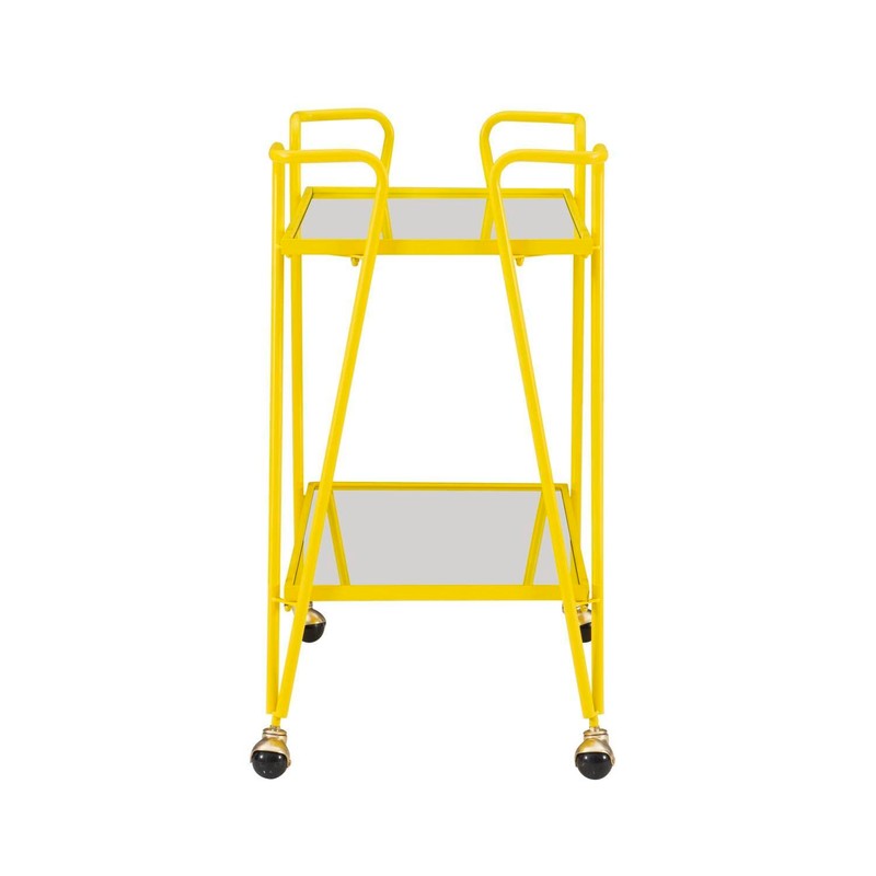 Linon Yellow Mid-Century Bar Cart