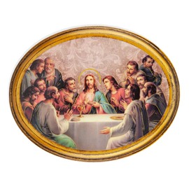 Last Supper Antiqued Wood Plaque, 4"x5"
