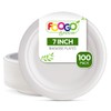 FOOGO Green 100 Disposable Sugarcane Bagasse Plates 7 Inch Small