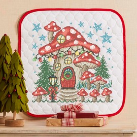 Herrschners Christmas Mushroom Wall Hanging Stamped Cross-Stitch Kit