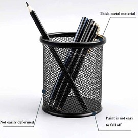 WOMGF 6 x Desk Organiser with 3 Compartments, Mesh Metal Office Organiser with Pen Holder, 6 Organiser Desk for Pens, Stapler, Folder Clips, Sticky Notes, Space-saving Desktop