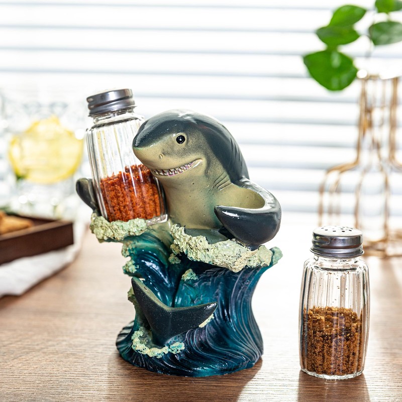 Oceanic Flair Salt & Pepper Set - Resin Shark Figurine