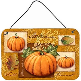 Caroline's Treasures PTW2006DS812 Fall Harvest Pumpkins Wall or Door Hanging Prints Aluminum Metal Sign Kitchen Wall Bar Bathroom Plaque Home Decor, 8x12, Multicolor