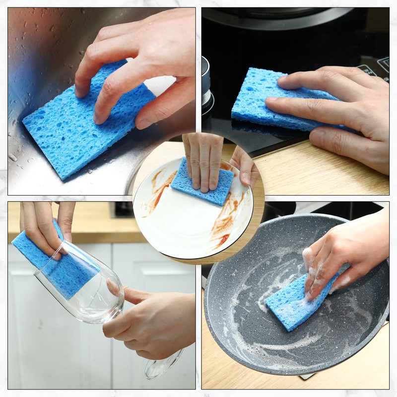 Zhengmy 100 Pieces Kitchen Sponge Bulk Natural Sponges for Dishes