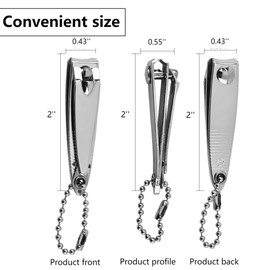 QPOIBSD 2'' Mini Finger Nail Clipper Manicure Trimmer Curved Edge, File & Key Chain ，White (2'', Count, 3)