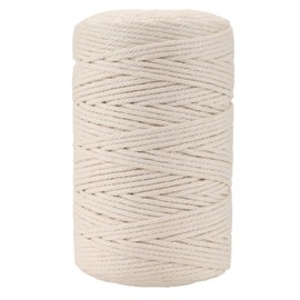 Boic Macrame Yarn 3 mm x 200 m, Cotton Macrame Yarn, Macrame Cotton Yarn for DIY Crafts, Cotton Cord Macrame Cord Crafts Weaving, Curtain Decoration, Living Room, Bedroom, Beige