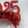 Red 2025 New Year Headband Glitter 2025 Hairband Foil Strips