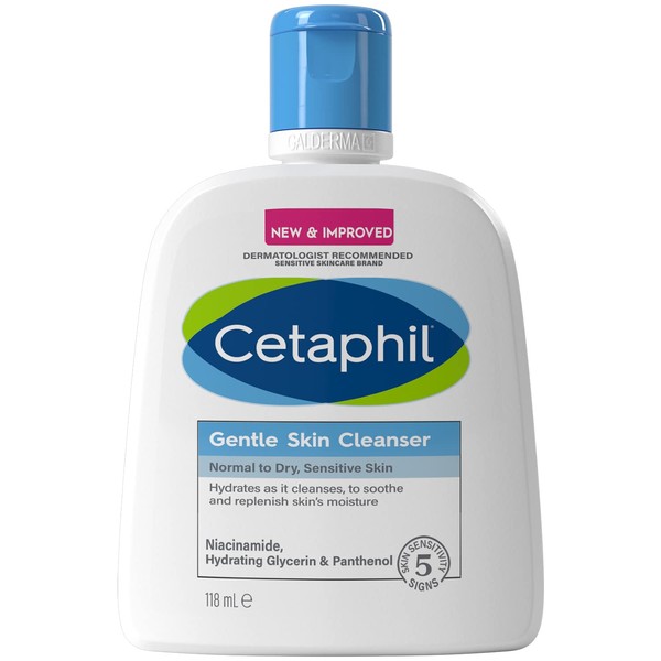 Cetaphil Gentle Skin Cleanser Travel-Size 118ml, Soap-Free Face & Body