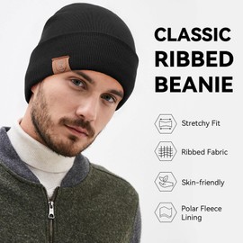 OZERO 2 Packs Beanie for Men Women: Slouchy Beanie Hats Winter Knit Caps Soft Ski Hat Unisex (Black&Black)