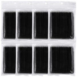 800 Pieces Microswabs for Eyelash Extensions, 10CM Lash Cotton Swabs, Microfiber Wands Brush for Lash Removal, Clean Mascara (Simple Packaging)-(Black)