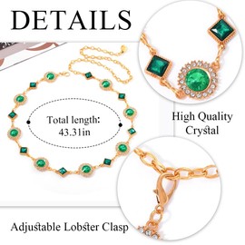 Urieo Rhinestone Waist Chain Belt Diamond Green Body Jewelry Crystal Belly Chains for Women