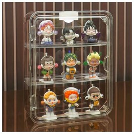 Clear Display Case with Light, Clear Display Case for Figures, Acrylic Storage Organizers Box with Magnetic Door, Wall-Mounted Dustproof Showcase for Collectibles Action Figure (3 Tier)