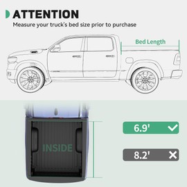 Soft Roll-Up Tonneau Cover Fits for Chevy Silverado/GMC Sierra 2500 3500 HD 2020 2021 2022 2023 2024 2025, Fleetside 6.9 Ft Bed (No Multi-Flex Tailgate)