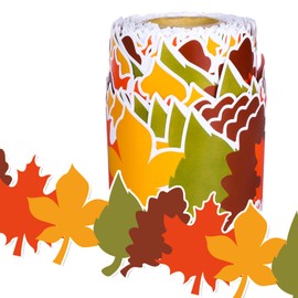 Whaline 66Ft Fall Leaves Bulletin Board Border Self Adhesive Maple Leaf Trim Border Stickers Roll for Autumn Thanksgiving Harvest School Classroom Office Chalkboard Home Party Decor