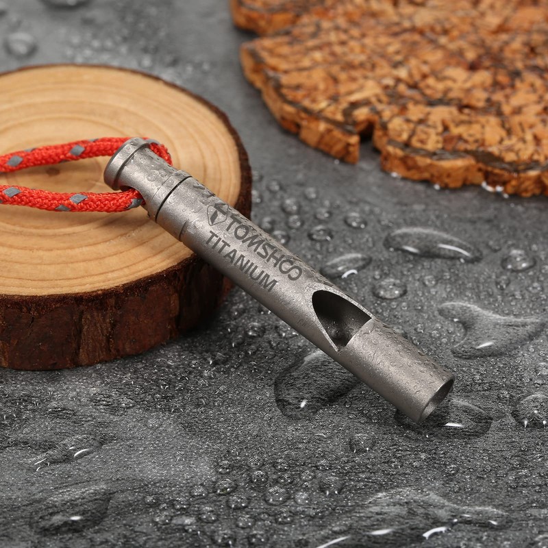 Light Titanium Emergency Whistle with Cord Outdoor Survival Camping Hiking